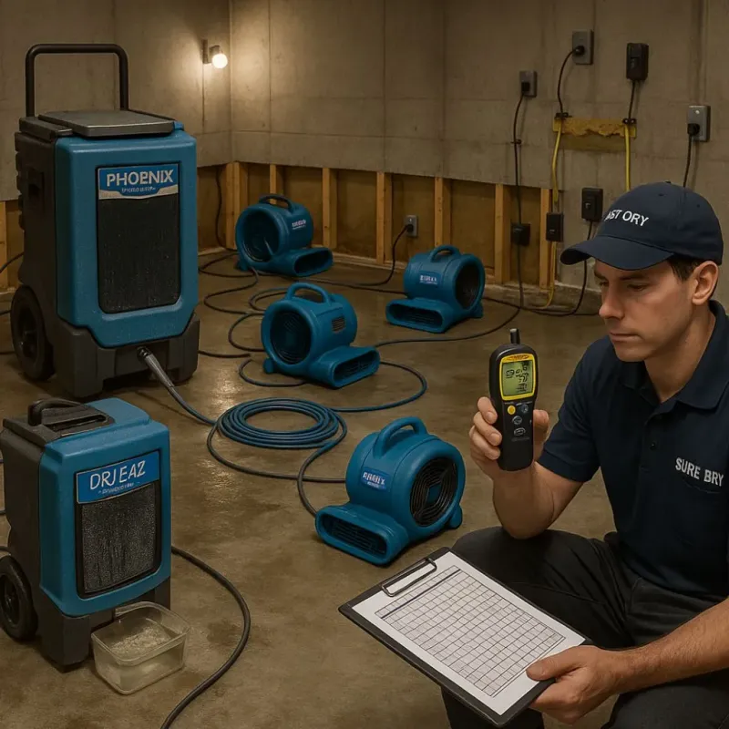 Structural Drying and Dehumidification process in Windcrest, TX